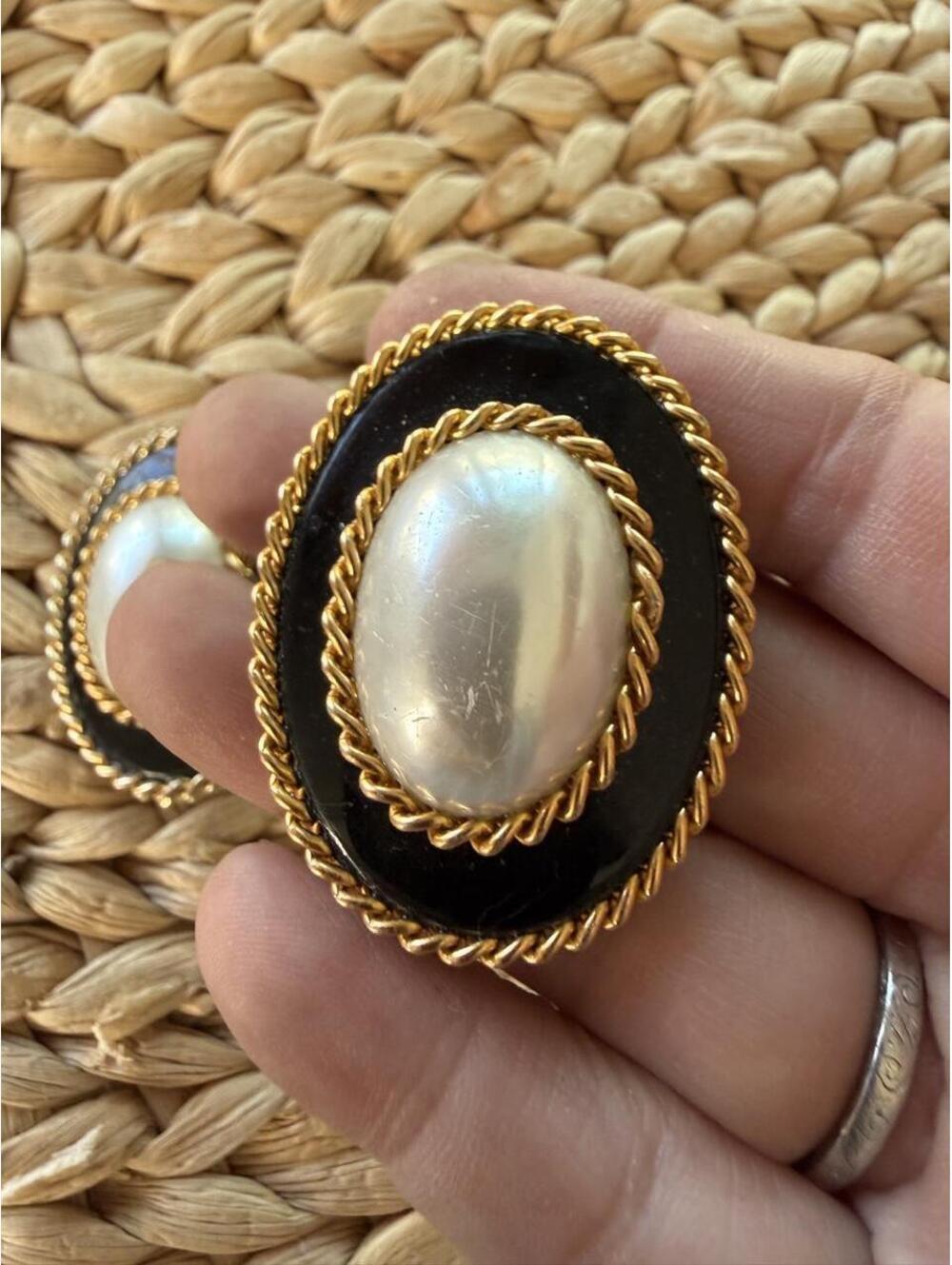 Vintage Faux Pearl clip on Statement Earrings | Rich Aunt Energy Included